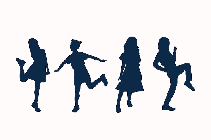 Vector gratuito silueta de niña de diseño plano