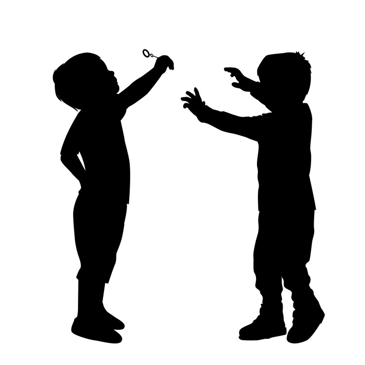 Vector gratuito silueta de niño de diseño plano