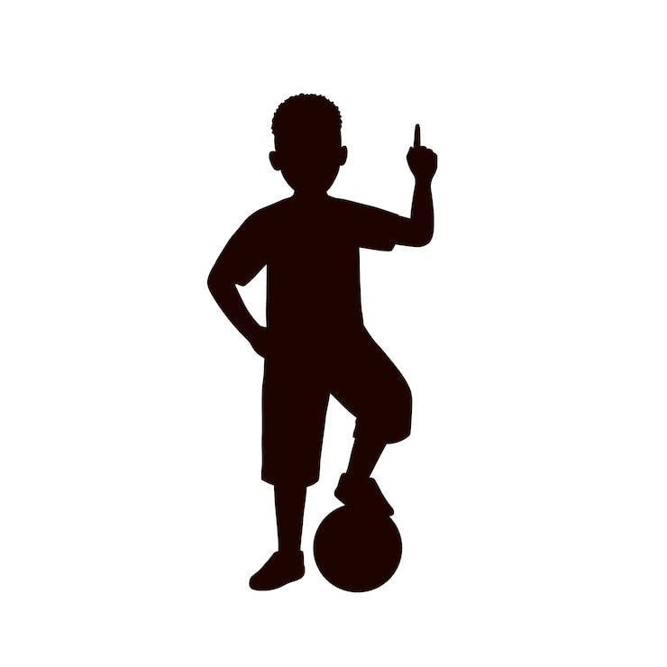 Vector gratuito silueta de niño de diseño plano