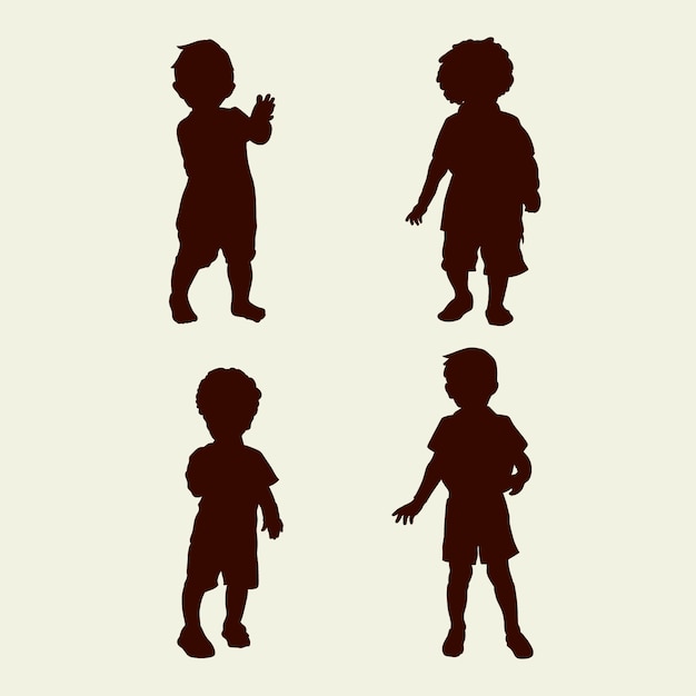 Vector gratuito silueta de niño de diseño plano