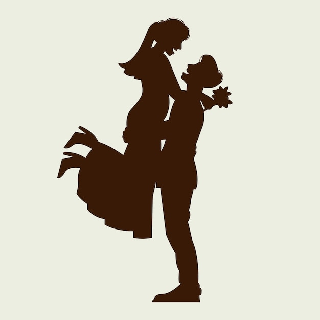 Silueta de novios de diseño plano
