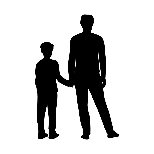 Silueta de padre e hijo dibujada a mano