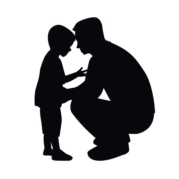 Silueta de padre e hijo de diseño plano