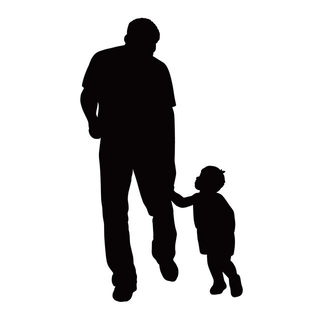 Silueta de padre e hijo de diseño plano