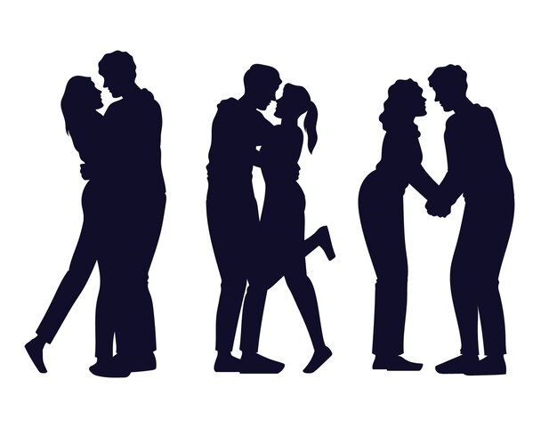 Silueta de pareja dibujada a mano