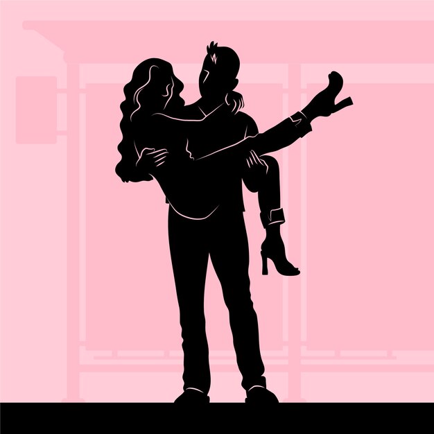 Silueta de pareja dibujada a mano