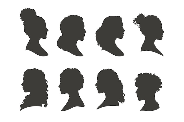 Silueta de pelo rizado dibujado a mano
