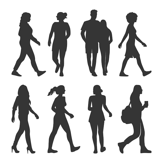 Silueta de persona caminando dibujada a mano