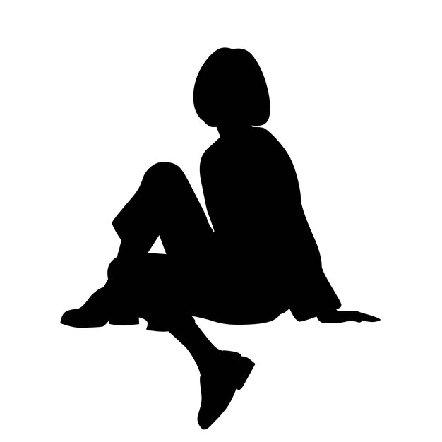 Silueta de persona sentada de diseño plano