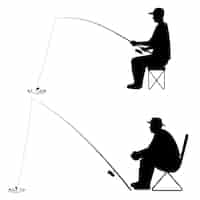 Vector gratuito silueta de pesca de hombre dibujada a mano