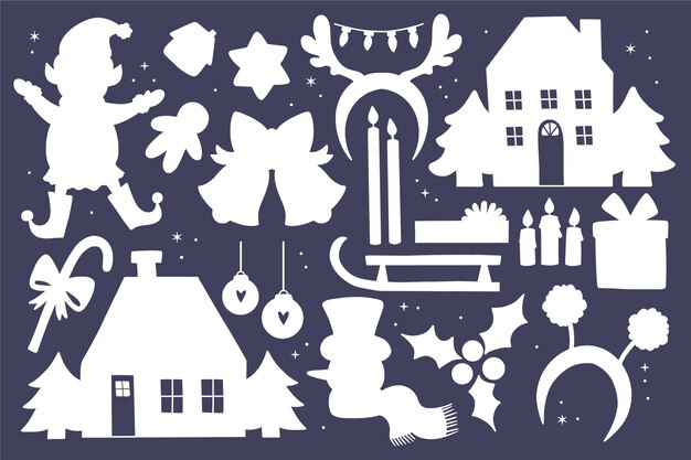 Silueta plana de navidad