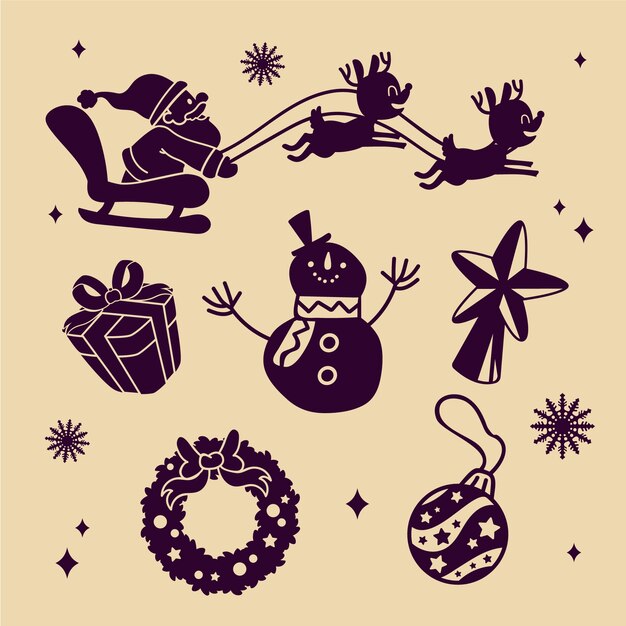 Silueta plana de temporada de navidad