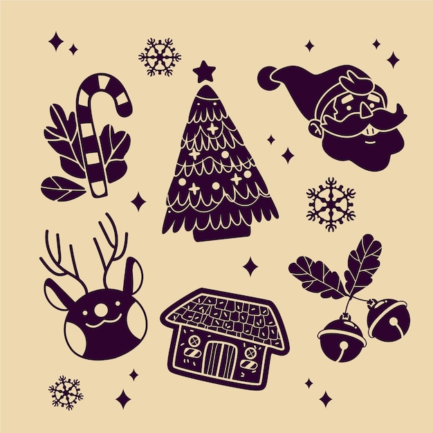 Silueta plana de temporada de navidad