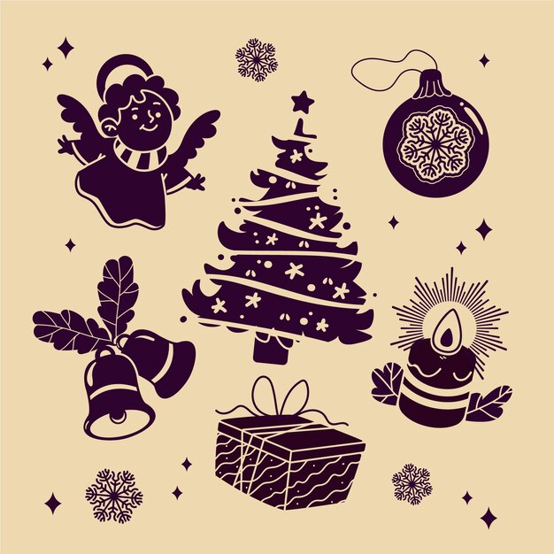 Silueta plana de temporada de navidad