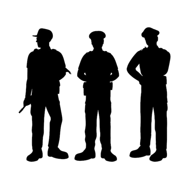 Silueta de policía dibujada a mano