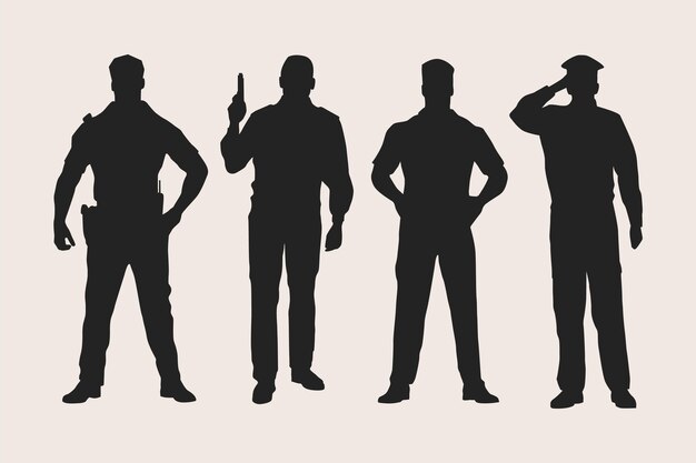 Silueta de policía dibujada a mano
