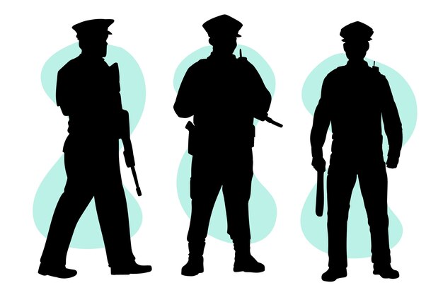 Silueta de policía dibujada a mano