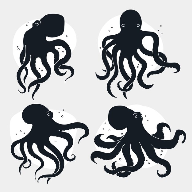 Silueta de pulpo dibujada a mano