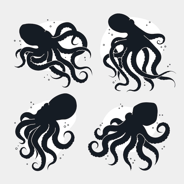 Silueta de pulpo dibujada a mano