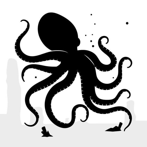 Silueta de pulpo dibujada a mano