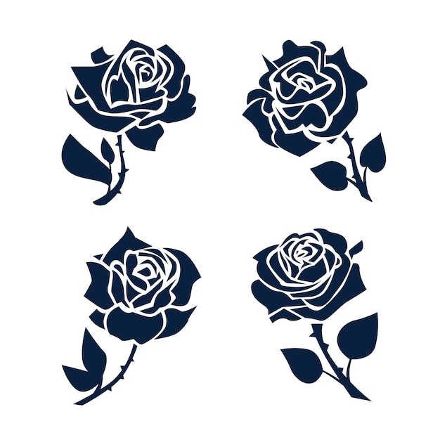 Silueta de rosa de diseño plano
