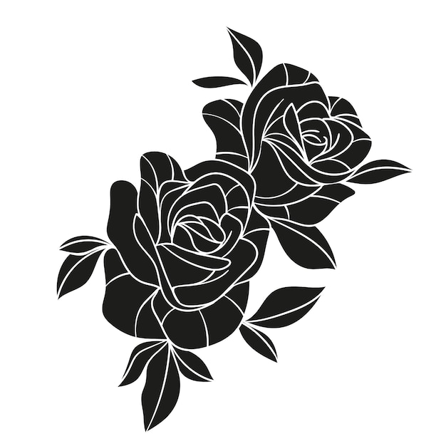Silueta de rosa de diseño plano