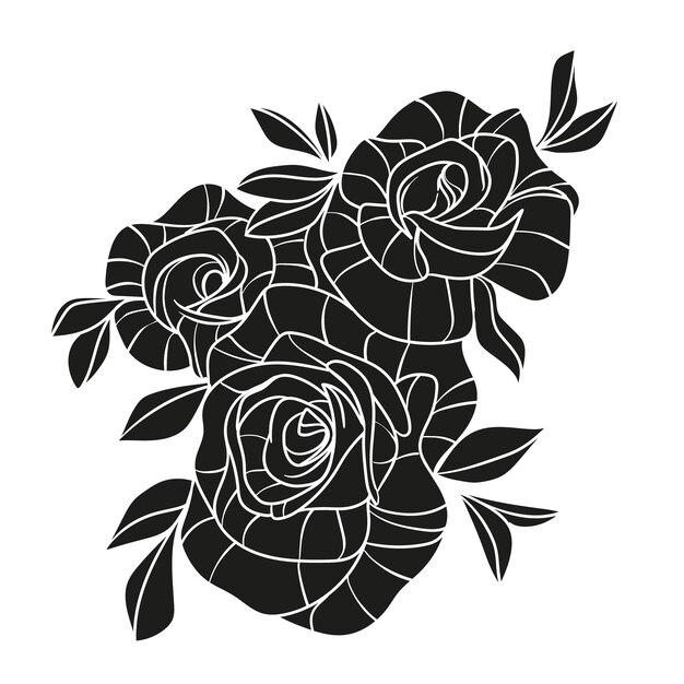 Silueta de rosa de diseño plano