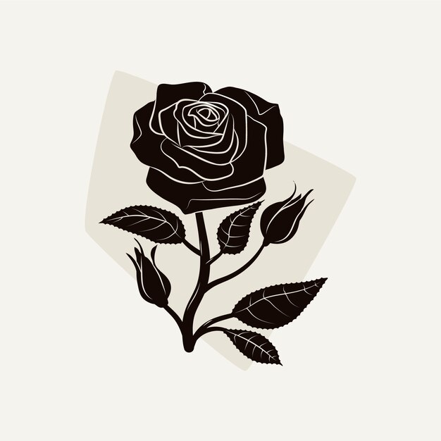 Silueta de rosa de diseño plano
