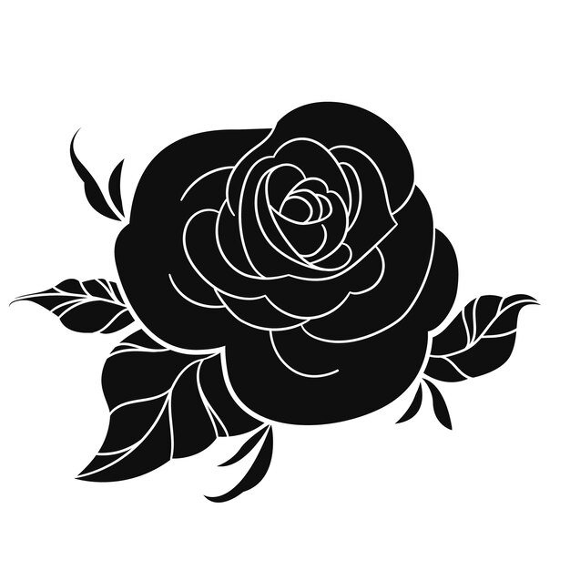 Silueta de rosa de diseño plano