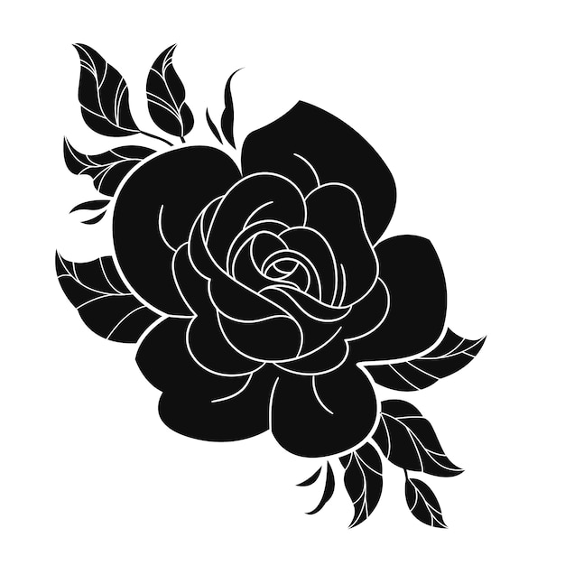 Silueta de rosa de diseño plano