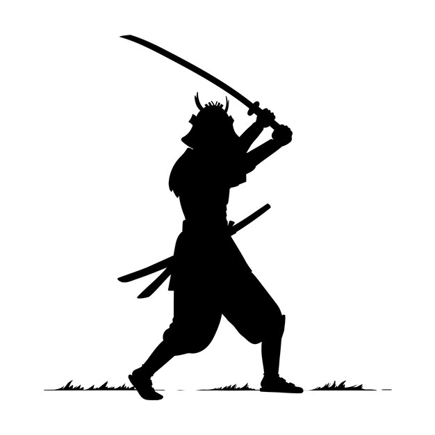 Silueta de samurai dibujada a mano