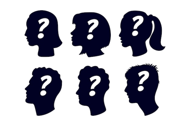 Silueta de signo de interrogación dibujada a mano