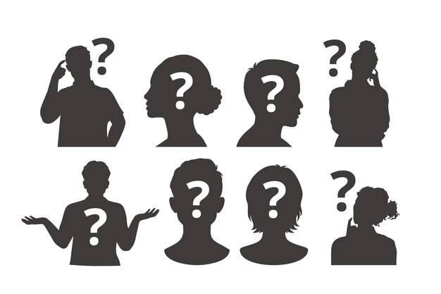 Silueta de signo de interrogación dibujada a mano