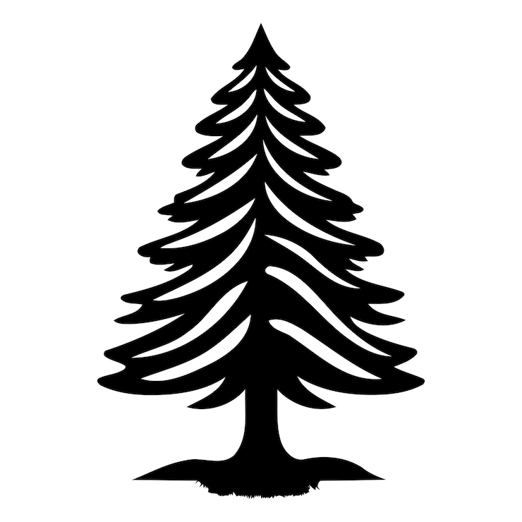 Vector gratuito una silueta simple pero elegante de un pino