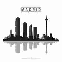 Vector gratuito silueta de skyline de madrid