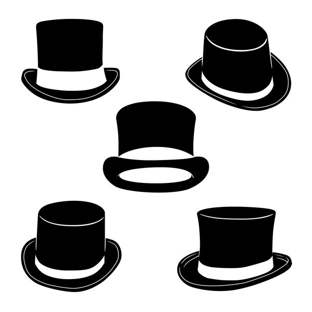 Silueta de sombrero de copa dibujado a mano