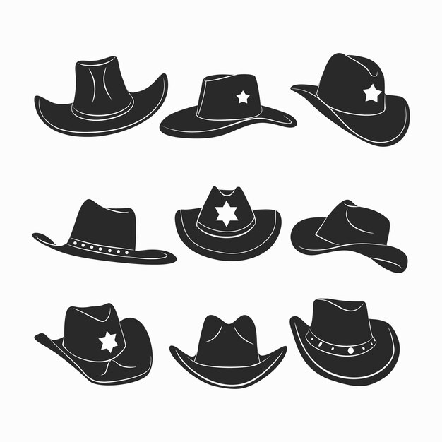 Silueta de sombrero de vaquero dibujado a mano