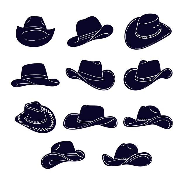 Silueta de sombrero de vaquero dibujado a mano