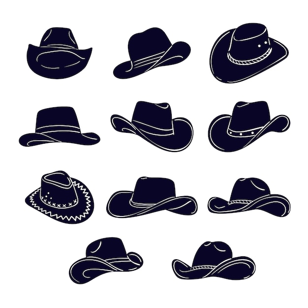 Silueta de sombrero de vaquero dibujado a mano
