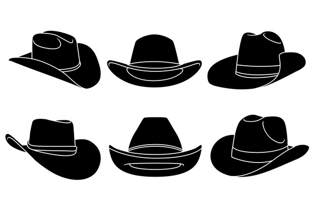 Silueta de sombrero de vaquero dibujado a mano