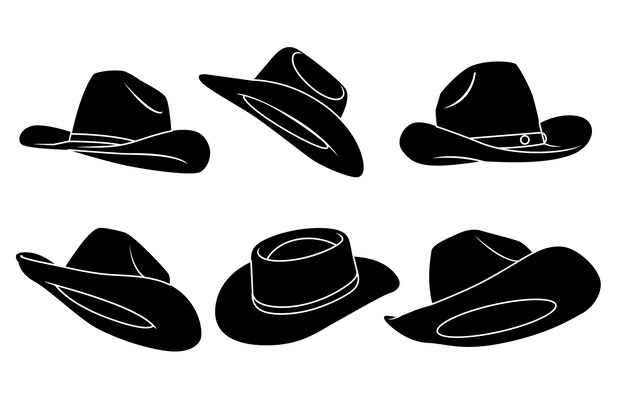 Silueta de sombrero de vaquero dibujado a mano