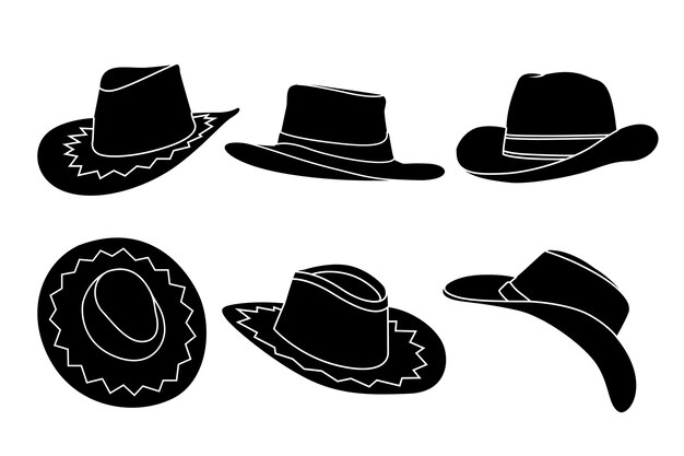 Silueta de sombrero de vaquero dibujado a mano