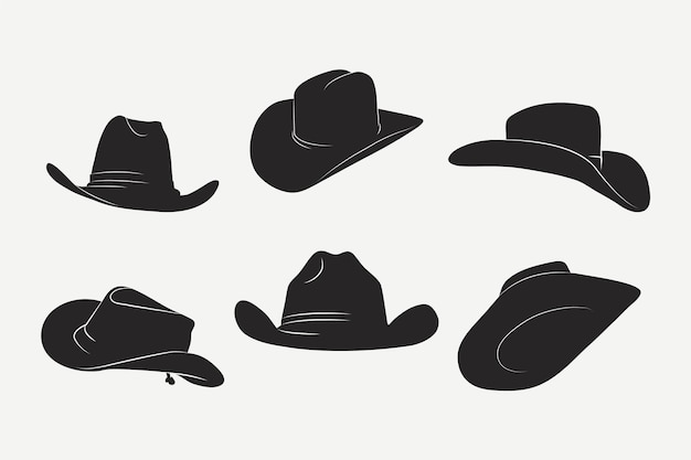 Silueta de sombrero de vaquero dibujado a mano
