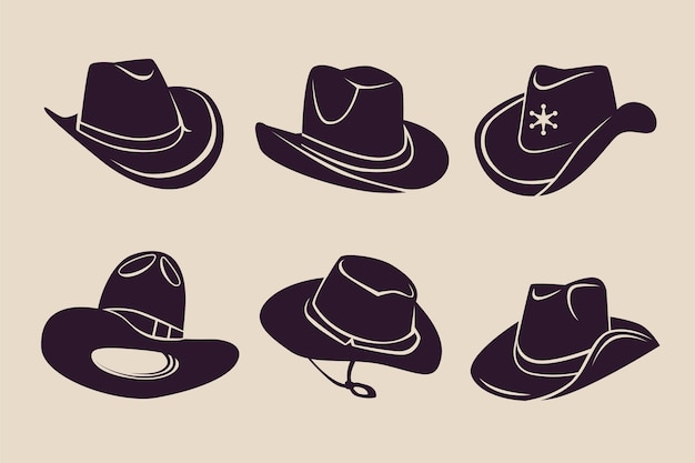 Silueta de sombrero de vaquero dibujado a mano