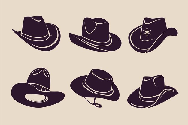 Silueta de sombrero de vaquero dibujado a mano