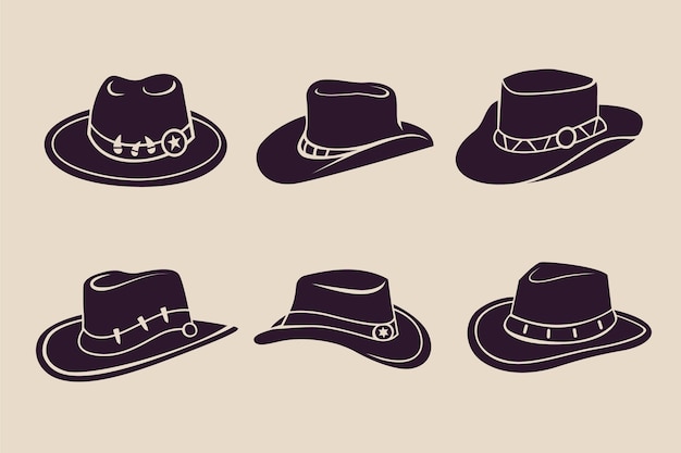 Silueta de sombrero de vaquero dibujado a mano