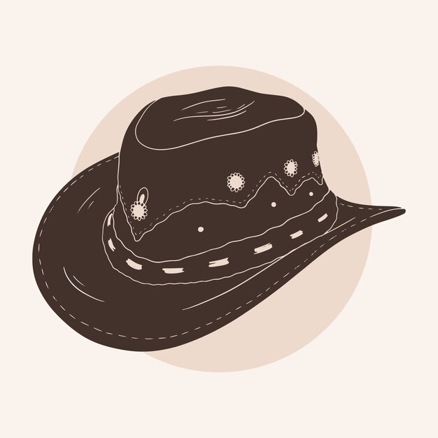 Silueta de sombrero de vaquero dibujado a mano