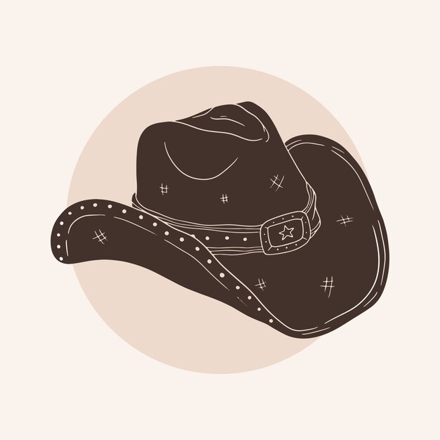 Silueta de sombrero de vaquero dibujado a mano