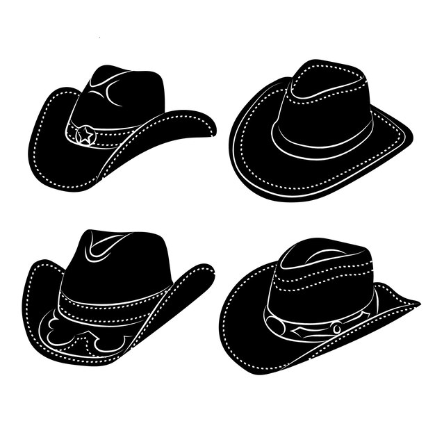 Silueta de sombrero de vaquero dibujado a mano
