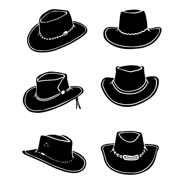 Silueta de sombrero de vaquero dibujado a mano